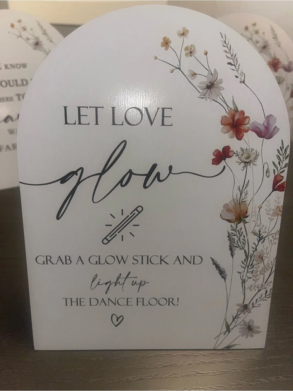 Floral Wedding Table Signs- White with Pink & Tan Flowers